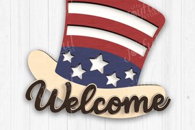 Σετ των 2 Intra απο ξύλο plywood 3mm-4mm πάχος – Σήμα καλωσορίσματος Uncle Sam Hat Δίασταση 20x20 cm INTRAFABR-122298981