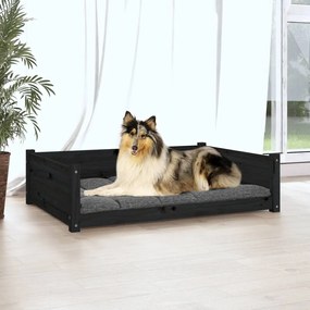 Κρεβάτι Σκύλου Μαύρο 95,5 x 65,5 x 28 εκ. από Μασίφ Ξύλο Πεύκου - Μαύρο