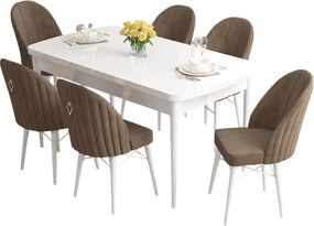 Extendable Dining Table &amp; Chairs Set (7 Pieces) Roz - White, Brown White
Brown