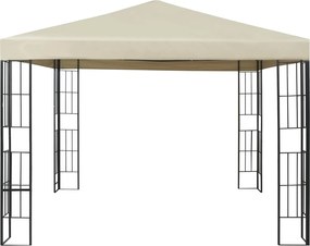 vidaXL Κιόσκι με Φωτάκια LED Κρεμ 3 x 3 μ.