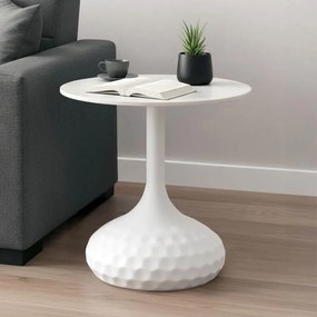 Βοηθητικό τραπέζι Fabron Inart λευκό sintered stone Φ50x52εκ 50x50x52 εκ.