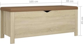 vidaXL Κουτί Αποθήκευσης Sonoma Δρυς 105x40x45εκ Επεξ. Ξύλο+ Μαξιλάρι