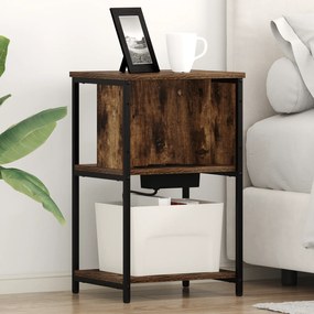 vidaXL Κομοδίνο Καπνιστή δρυς 38 x 31 x 61 εκ Επεξεργασμένο ξύλο
