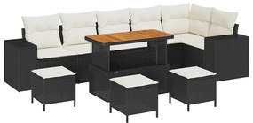 vidaXL Σετ Καναπέ Κήπου 10 pcs Μαύρο, Κρέμα 110 x 55 x 71 εκ