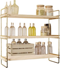 Ράφι Τοίχου Χρυσό / Καφέ MASA 40x40x16