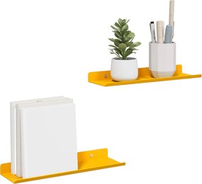 vidaXL Πλωτό ράφι 2 pcs Χαμομηλί κίτρινο 30 x 9 x 2,5 εκ Ατσάλι