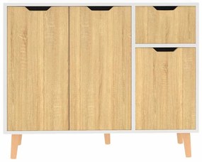 vidaXL Μπουφές Λευκός/Sonoma Δρυς 90x30x72 εκ. Επεξεργασμένο Ξύλο