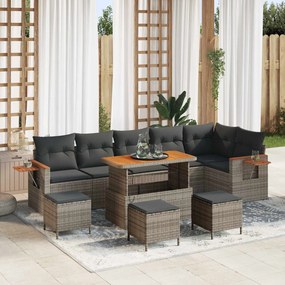 vidaXL Σετ Καναπέ Κήπου 10 pcs Γκρι συνθετικό ρατάν