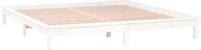 vidaXL Πλαίσιο Κρεβατιού LED Λευκό 150x200 εκ. King Size Μασίφ Ξύλο