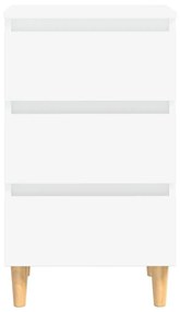 Κομοδίνα 2 τεμ. Λευκά 40x35x69 εκ. με Μασίφ Ξύλινα Πόδια - Λευκό