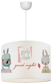 Kids Ceiling Light Fabric White with Girls Club Design Φ28x70cm 28x21x70 εκ.