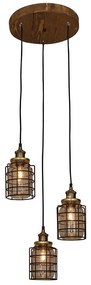 Φωτιστικό Οροφής Κρεμαστό HL-2248JG-3P 77-3067 Okda  Homelighting Wood, Glass