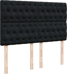 vidaXL Κρεβάτι Boxspring με Στρώμα Μαύρο 140x190 εκ. Βελούδινο