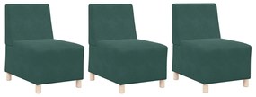 vidaXL Καναπέδες 3 pcs Σκούρο πράσινο 55 x 74 x 82 εκ. Βελούδο
