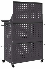 vidaXL Καρότσι εργαλείων με ράφι Μαύρο 65 x 35 x 111 εκ Κρύα χάλυβας