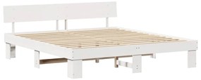 vidaXL Σκελετός Κρεβατιού Λευκό 180 x 200 cm Μασίφ ξύλο πεύκου