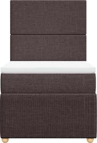 vidaXL Κρεβάτι Boxspring με Στρώμα Σκούρο Καφέ 90x190 εκ. Υφασμάτινο
