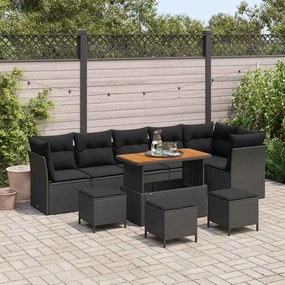 vidaXL Σετ Καναπέ Κήπου 10 pcs Μαύρο συνθετικό ρατάν
