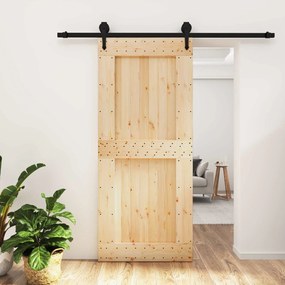 vidaXL Συρόμενη Πόρτα Φυσικό και Μαύρο 90 x 210 cm