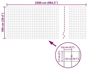 vidaXL Συρματόπλεγμα Γκρι 25 x 1 μ. Ατσάλινο