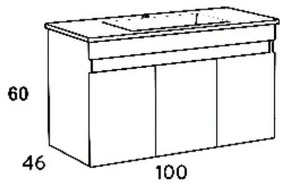 ΣΕΤ ΕΠΙΠΛΟΥ OMEGA TOP 100cm χρ.GREY OAK 9SOMT100GO