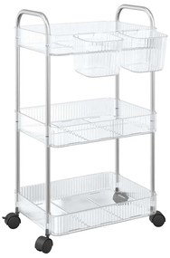 vidaXL Καρότσι αποθήκευσης 3 Επίπεδα Διαφανές 37x28x68 εκ. Ακρυλικό
