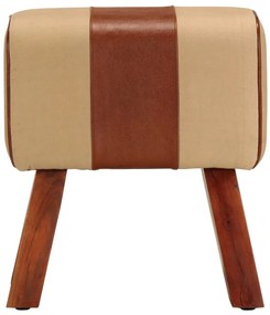 vidaXL Πάγκος Γυμναστικής Bok Καφέ 38 εκ. Γνήσιο Δέρμα &amp; Ξύλο Μάνγκο