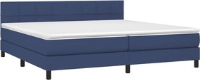 vidaXL Κρεβάτι Boxspring με Στρώμα Μπλε 200x200 εκ. Υφασμάτινο