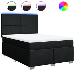 vidaXL Κρεβάτι Boxspring με Στρώμα Μαύρο 140x190 εκ. Υφασμάτινο