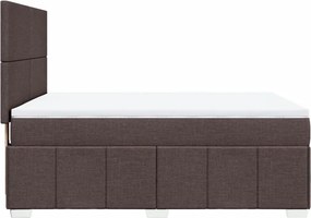 vidaXL Κρεβάτι Boxspring με Στρώμα Σκούρο Καφέ 140x200 εκ Υφασμάτινο
