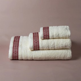 Πετσέτες Μπάνιου (Σετ 3τμχ) White Fabric Maribelle Red 500gsm