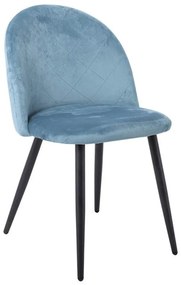 Καρέκλα Bella ΕΜ759,3 50x57x81cm Black Petrol Σετ 4τμχ Metal, Fabric