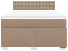 vidaXL Κρεβάτι Boxspring με Στρώμα Καπουτσίνο 140x200εκ.από Συνθ.Δέρμα