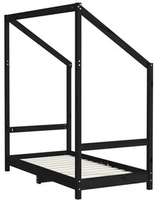 vidaXL Πλαίσιο Κρεβατιού Μαύρο 2x(70x140) εκ. από Μασίφ Ξύλο Πεύκου