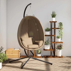 vidaXL Πολυθρόνα Egg Κρεμαστή με Βάση Taupe Συνθ. Ρατάν / Ατσάλι