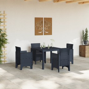 vidaXL Σετ τραπεζαρίας 5 κομματιών  με μαξιλάρια Ανθρακί Συνθετικό ρατάν
