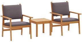 vidaXL Σετ Καναπέ Κήπου 3 pcs Καφέ 45 x 45 x 38 εκ. Μασίφ ξύλο ακακίας