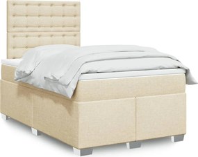 vidaXL Κρεβάτι Boxspring με Στρώμα Κρεμ 120x200 εκ. Υφασμάτινο