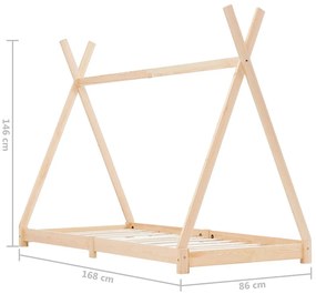 vidaXL Πλαίσιο Κρεβατιού Παιδικό 80 x 160 εκ. Μασίφ Ξύλο Πεύκου