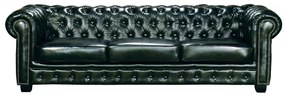 CHESTERFIELD Birmingham Καναπές 4Θέσιος Σαλονιού Καθιστικού, Δέρμα AntiqueGreen 241x92x74cm
