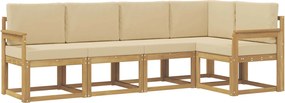 vidaXL Σειρά Καναπέ Εξωτερικού με μαξιλάρι 5 pcs Λευκό και Μπεζ