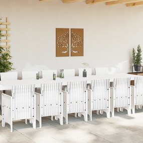 vidaXL Σετ Τραπεζαρίας Κήπου 15 Τεμαχίων με Μαξιλάρια Λευκό Πολυ Ράτταν