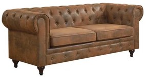 WOODWELL Ε942,3CHESTERFIELD York Kαναπές 3Θέσιος Σαλονιού - Καθιστικού, Ύφασμα Απόχρωση Καφέ Camel 190x82x77cm Ε942,3
