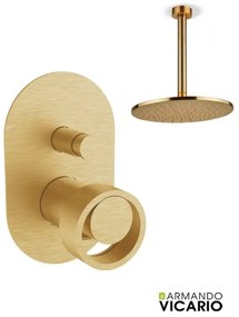 Armando Vicario Halo Gold Brushed Ανακλινόμενη κεφαλή+μπράτσο οροφής+Μίκτης εντοιχισμού 2 εξόδων