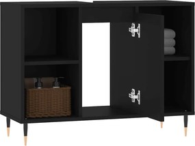 vidaXL Ντουλάπι Μπάνιου Μαύρο 80 x 33 x 60 εκ. από Επεξεργασμένο Ξύλο