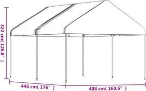 vidaXL Κιόσκι με Τέντα Λευκό 4,46 x 4,08 x 3,22 μ. από Πολυαιθυλένιο