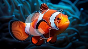 Intra Συλλεκτικό Ξύλινο Παζλ Plywood  4mm - Ψάρι κλόουν που κολυμπά στον ωκεανό Σε Ξύλινο Κουτί - Διαστάσεις: 10x10 cm – 25 κομμάτια