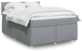 Κρεβάτι Boxspring με Στρώμα Ανοιχτό Γκρι 140x200 εκ. Υφασμάτινο