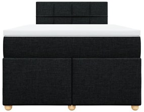 Κρεβάτι Boxspring με Στρώμα Μαύρο 120x190 εκ. Υφασμάτινο - Μαύρο