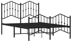 Πλαίσιο Κρεβατιού με Κεφαλάρι/Ποδαρικό Μαύρο 120x200εκ. Μέταλλο - Μαύρο